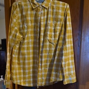 St. John's Bay White and Yellow Plaid Shirt